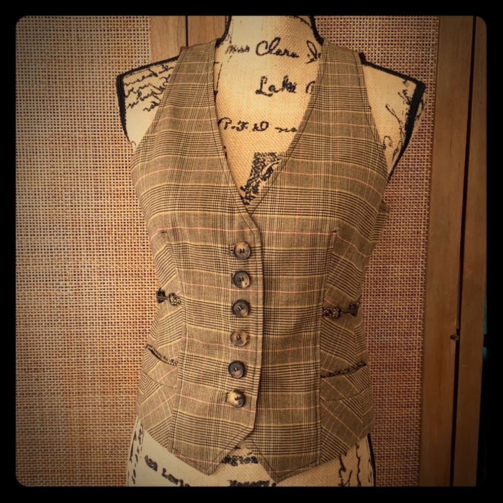 Vintage Karen Millen plaid waistcoat
